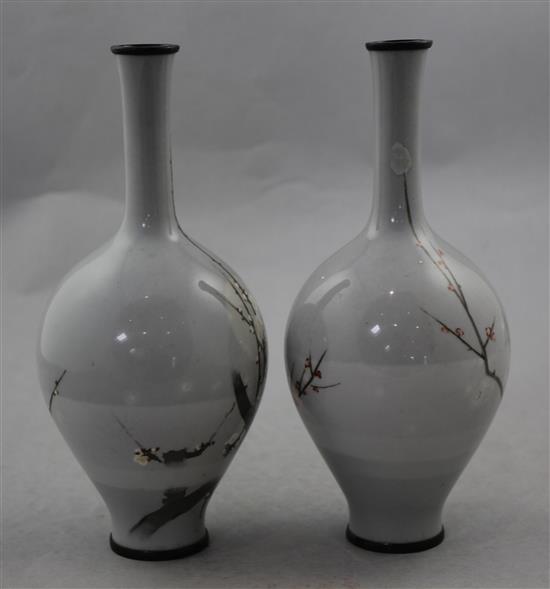 Namikawa Sosuke (1847-1919) - a pair of cloisonne enamel bottle vases, late Meiji period,